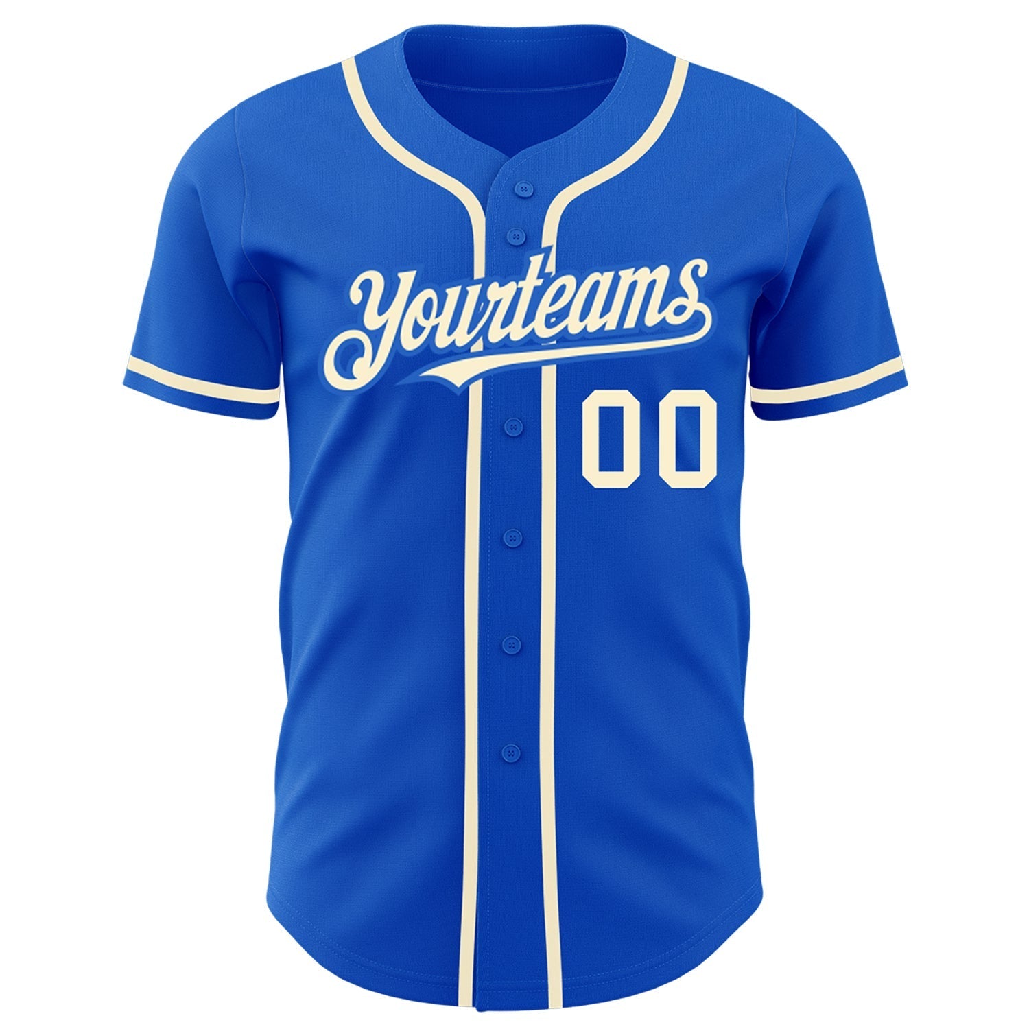 Custom Thunder Blue Cream Authentic Baseball Jersey baseball jersey product view 2