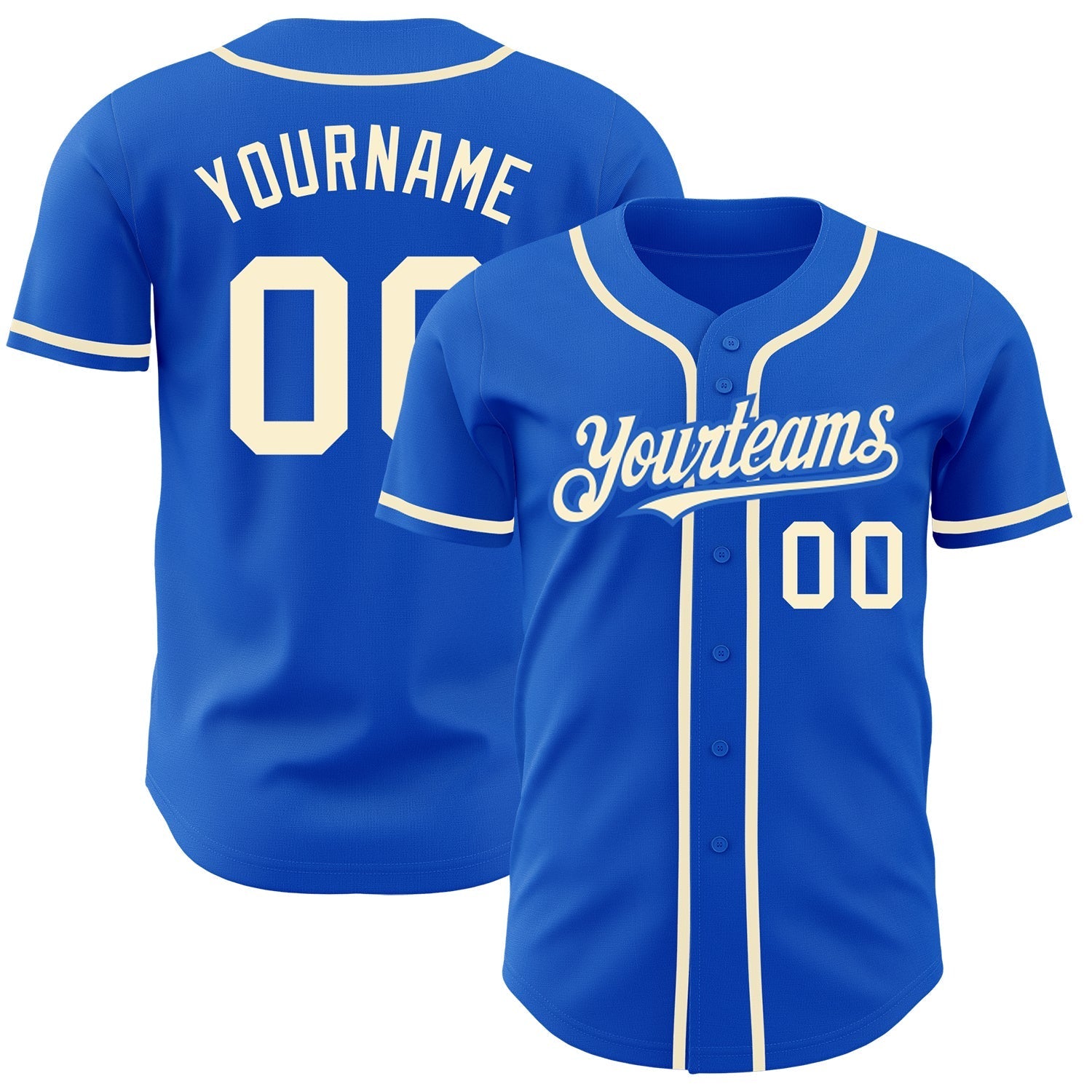 Custom Thunder Blue Cream Authentic Baseball Jersey baseball jersey product view 1