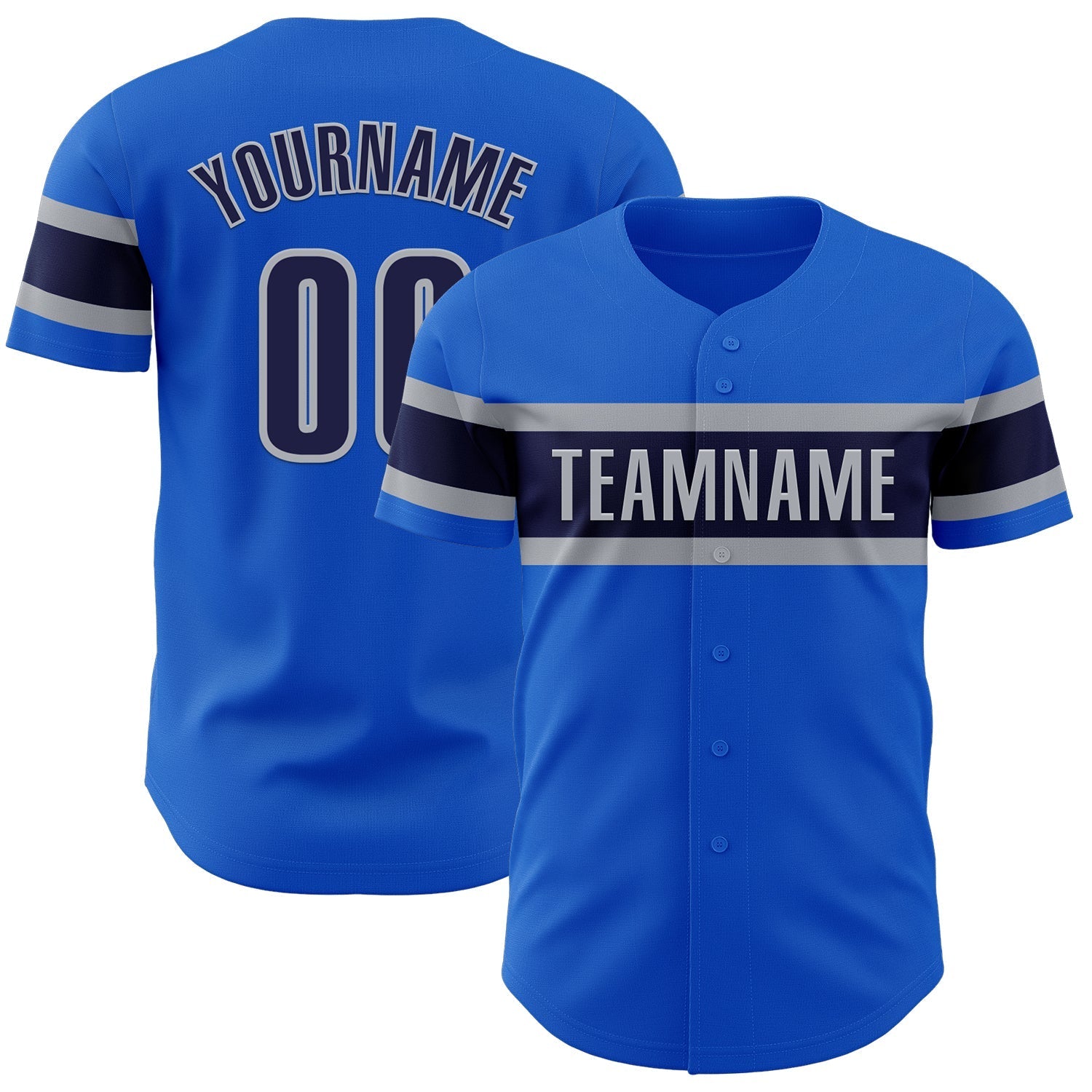 Custom Thunder Blue Navy-Gray Authentic Baseball Jersey baseball jersey product view 1