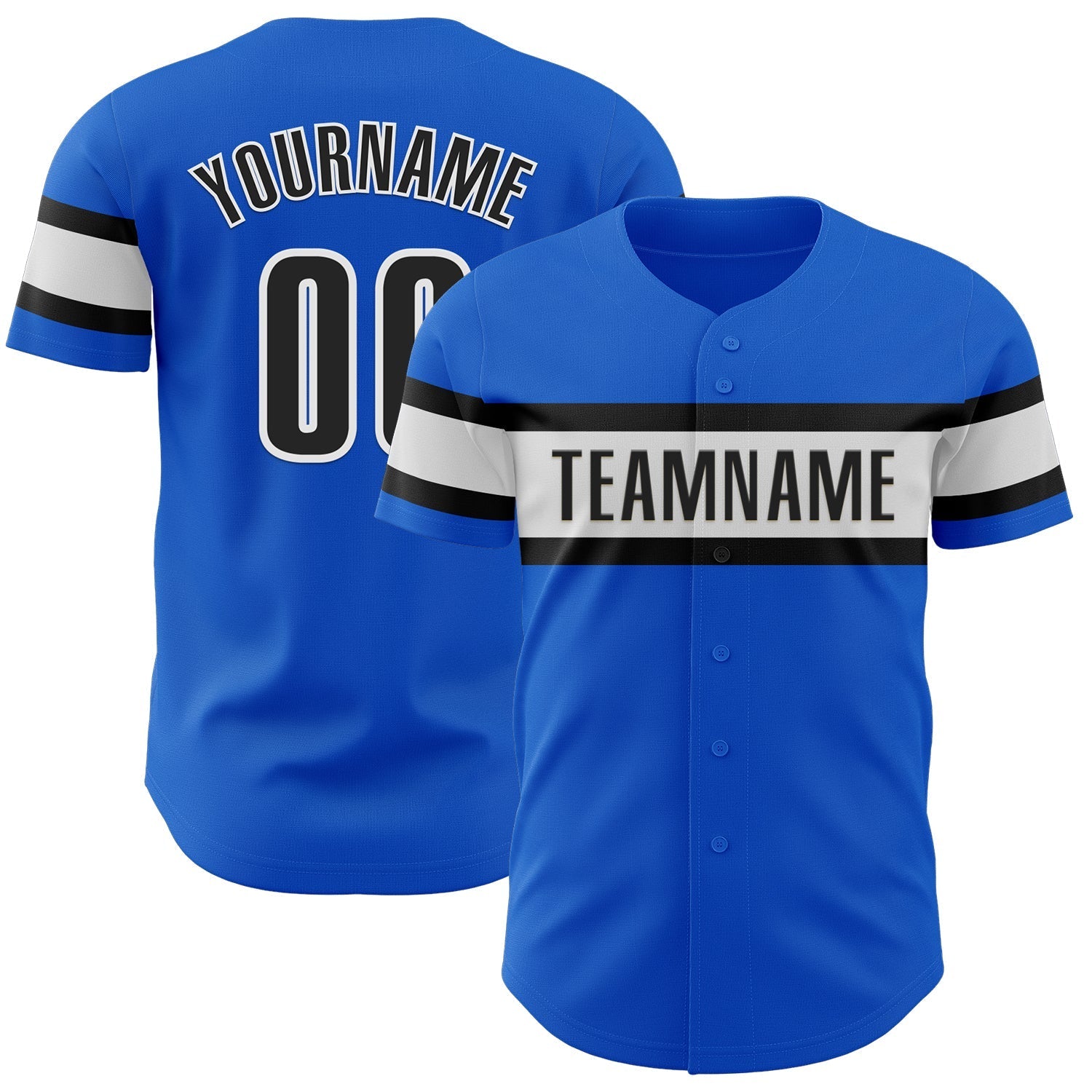 Custom Thunder Blue Black-White Authentic Baseball Jersey baseball jersey product view 1