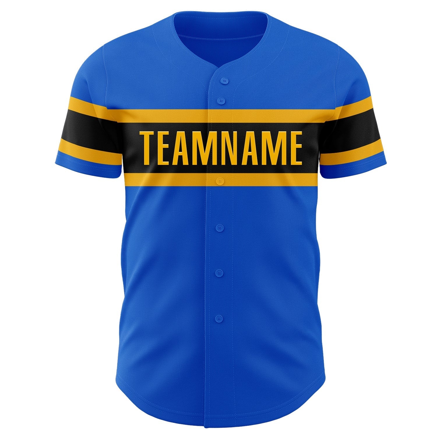 Custom Thunder Blue Gold-Black Authentic Baseball Jersey baseball jersey product view 2