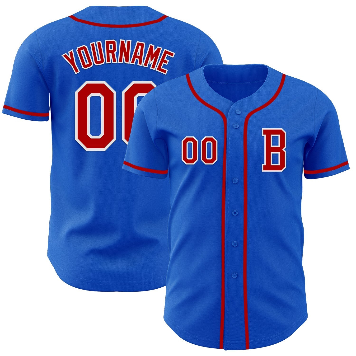 Custom Thunder Blue Red-White Authentic Baseball Jersey baseball jersey product view 1