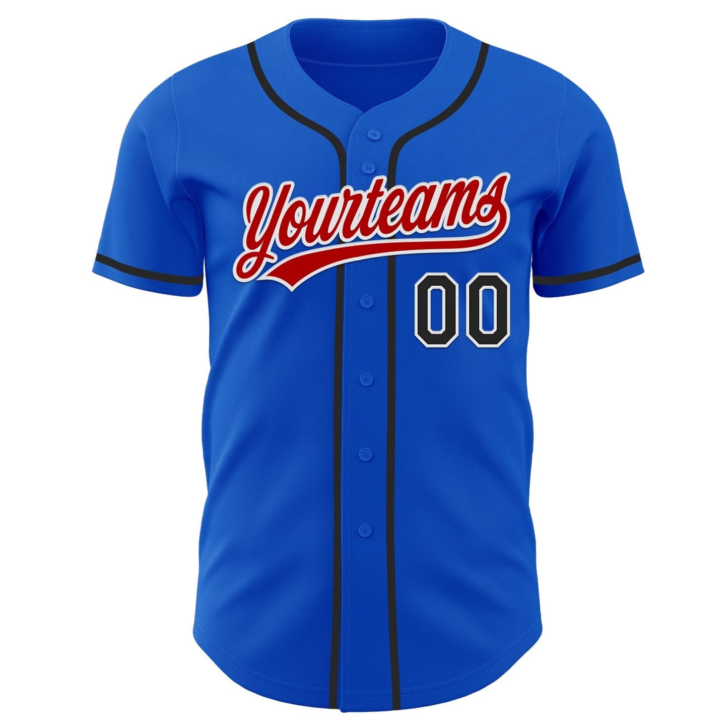 Custom Thunder Blue Black Red-White Authentic Baseball Jersey baseball jersey product view 2