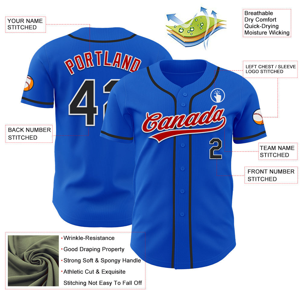 Custom Thunder Blue Black Red-White Authentic Baseball Jersey baseball jersey product view 3