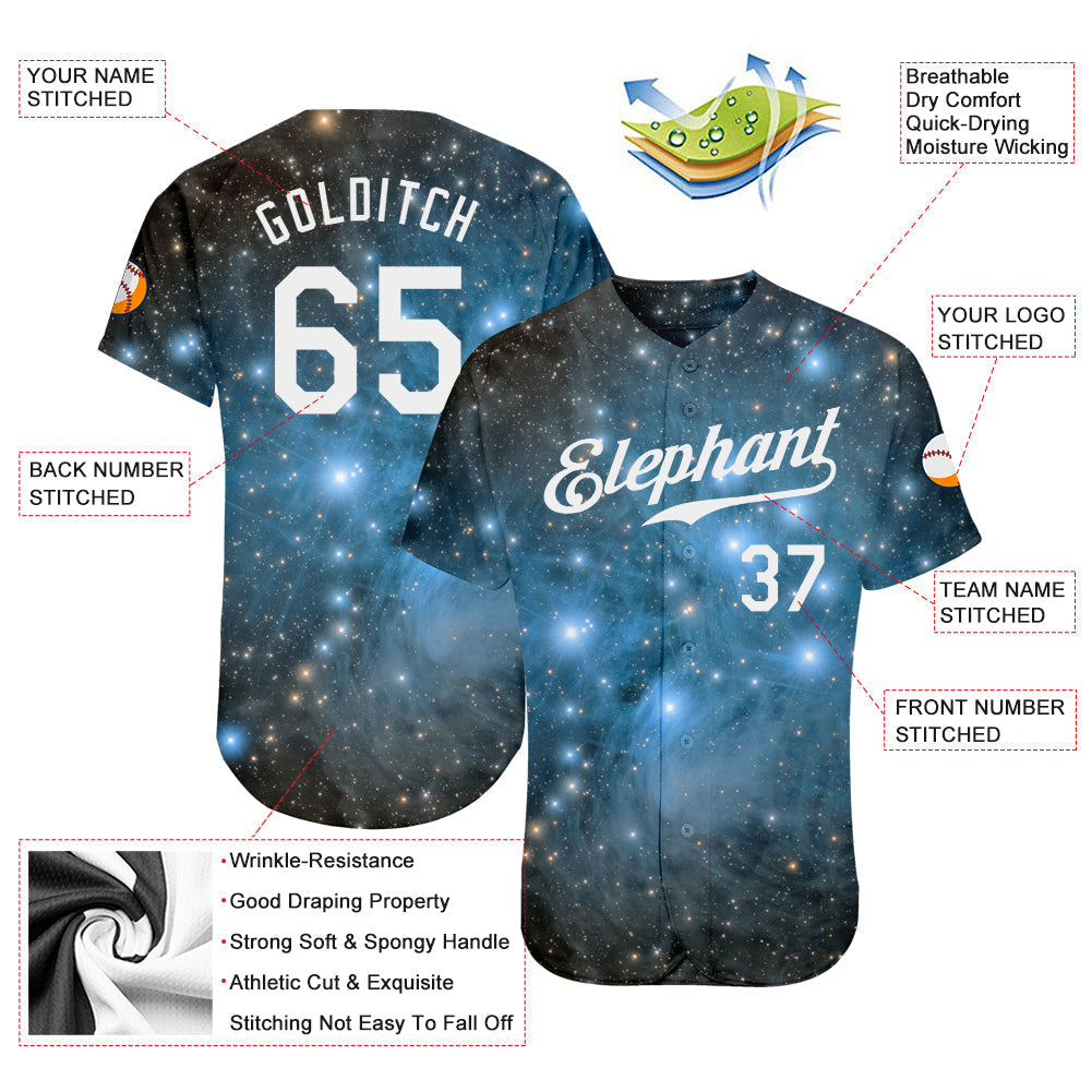 Custom Tie Dye White-Black 3D Authentic Baseball Jersey baseball jersey product view 3