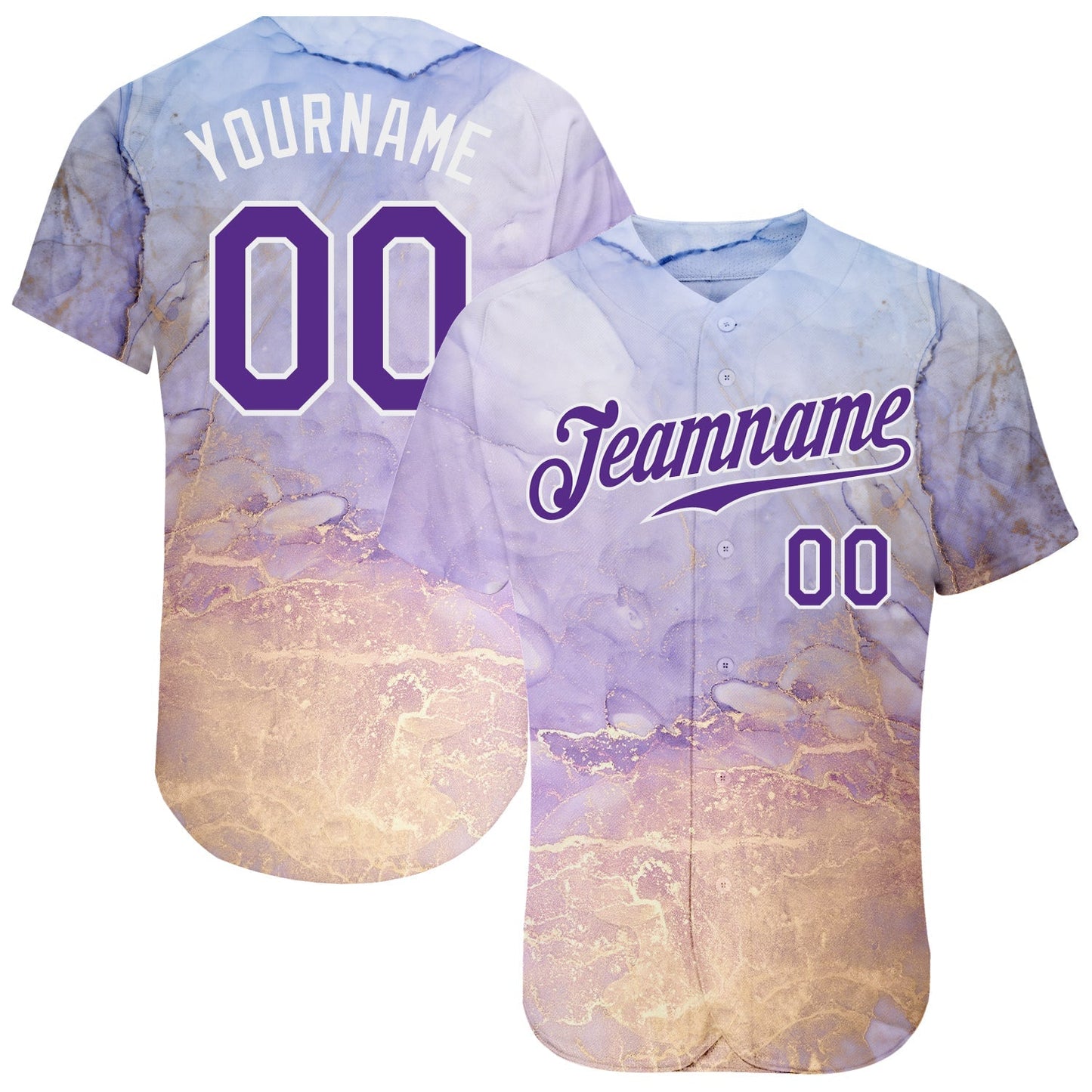 Custom Tie Dye Purple-White 3D Authentic Baseball Jersey baseball jersey product view 1