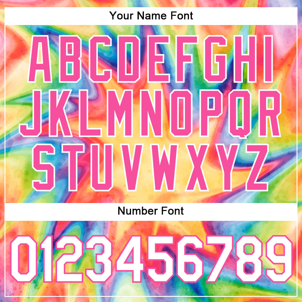 Custom Tie Dye White-Pink 3D Watercolor Rainbow Authentic Baseball Jersey baseball jersey product view 5