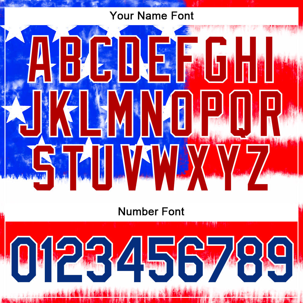 Custom Tie Dye Royal-Red 3D American Flag Authentic Baseball Jersey baseball jersey product view 5