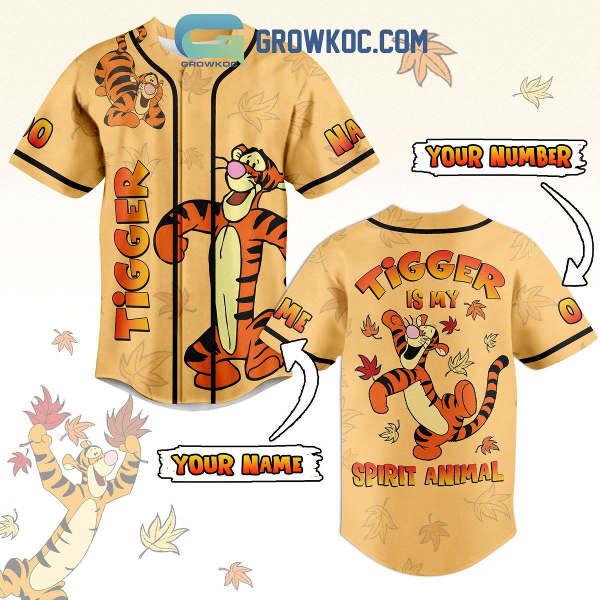 Tigger Is My Spirit Animal Personalized Baseball Jersey baseball jersey product view 1