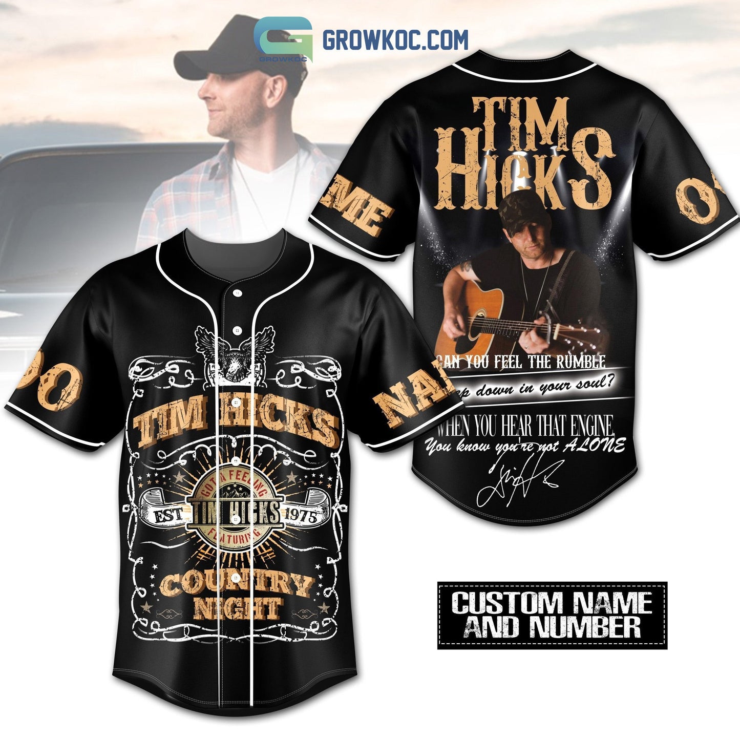 Tim Hicks Country Night Personalized Baseball Jersey baseball jersey product view 1