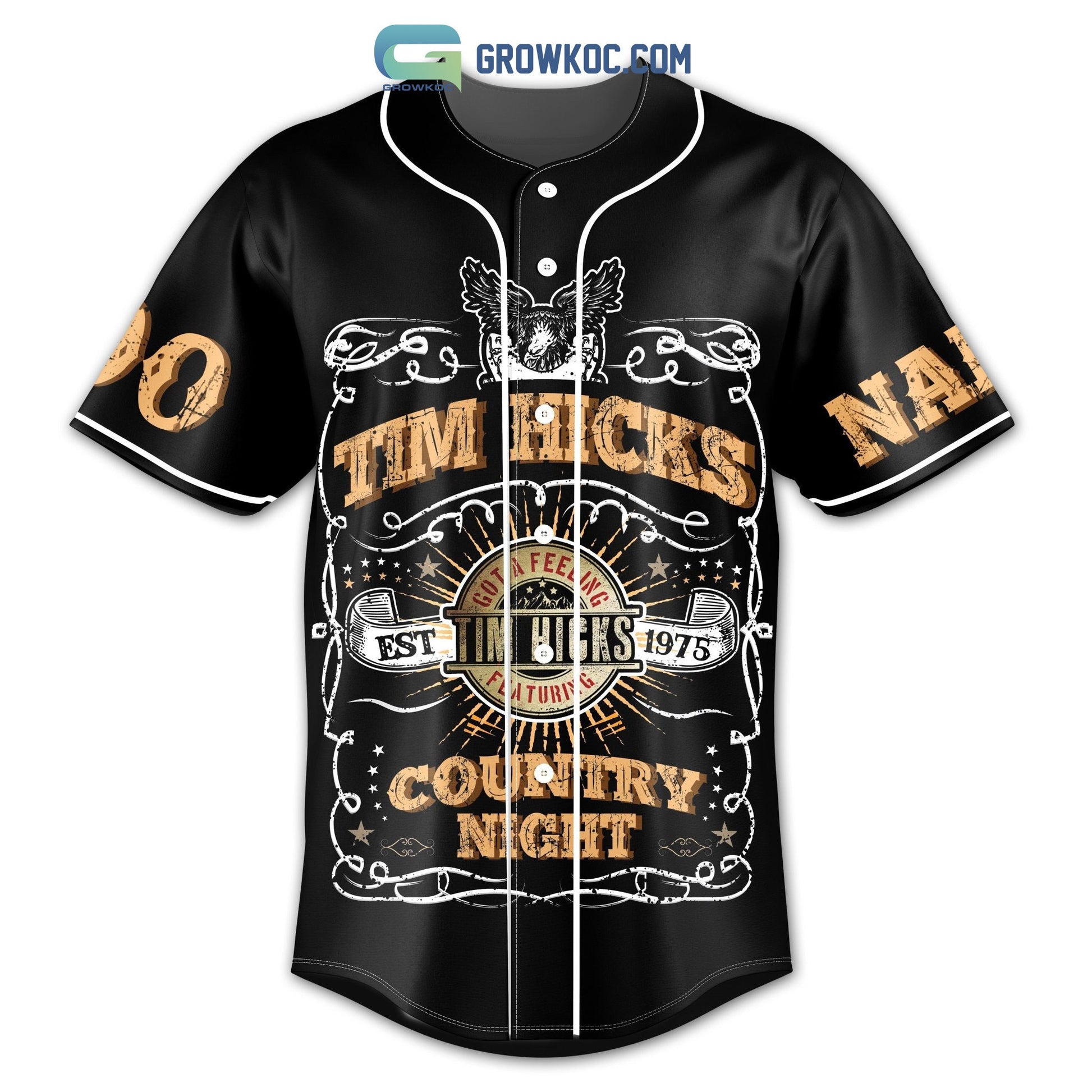 Tim Hicks Country Night Personalized Baseball Jersey baseball jersey product view 2