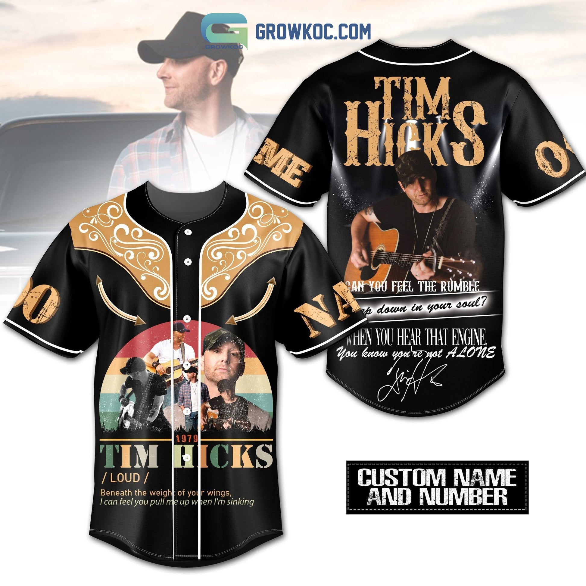 Tim Hicks When You Hear That Engine You Know You’re Not Alone Personalized Baseball Jersey baseball jersey product view 1