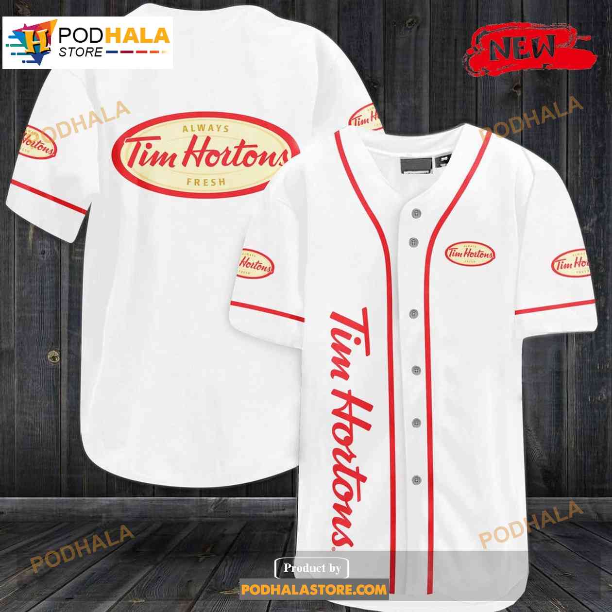 Tim Hortons Always Fresh Baseball Jersey baseball jersey product view 1