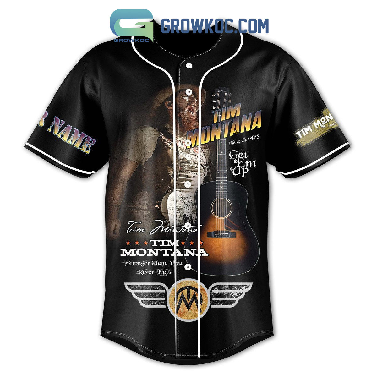 Tim Montana Stronger Than You River Kids Personalized Baseball Jersey baseball jersey product view 2