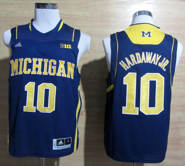Tim Hardaway Jr. #10 Navy With BIG 10 Logo College Football Jersey football jersey product view 1