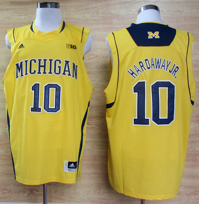 Tim Hardaway Jr. #10 Yellow With BIG 10 Logo College Football Jersey football jersey product view 1