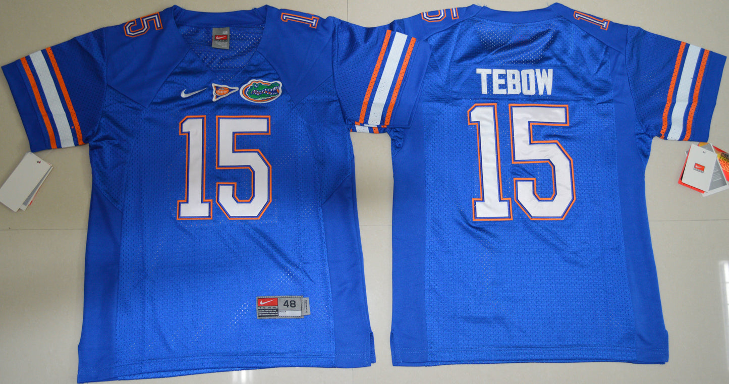 Tim Tebow 15 Blue Youth College Football Jersey football jersey product view 1