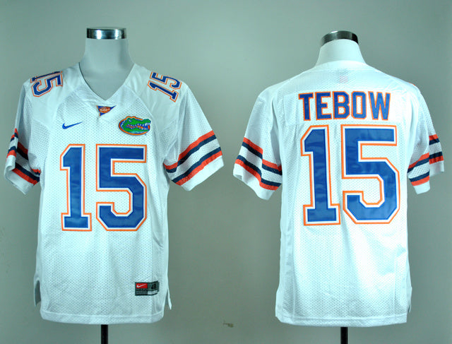 Tim Tebow 15 White College Football Jersey football jersey product view 1