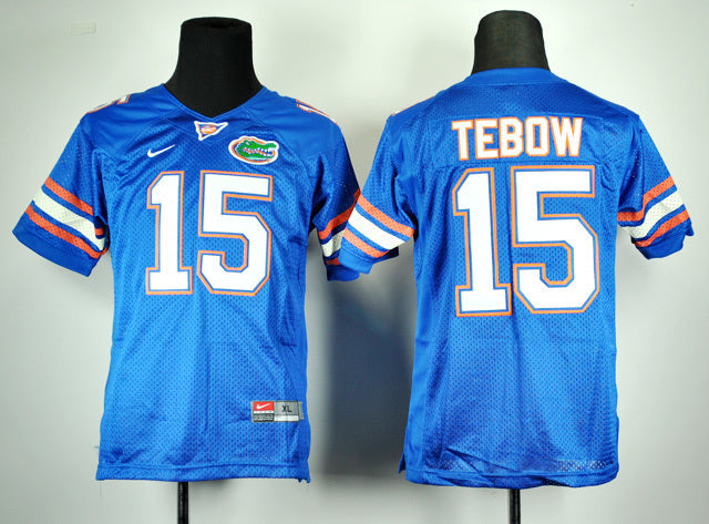 Tim Tebow 15 Youth Blue College Football Jersey football jersey product view 1