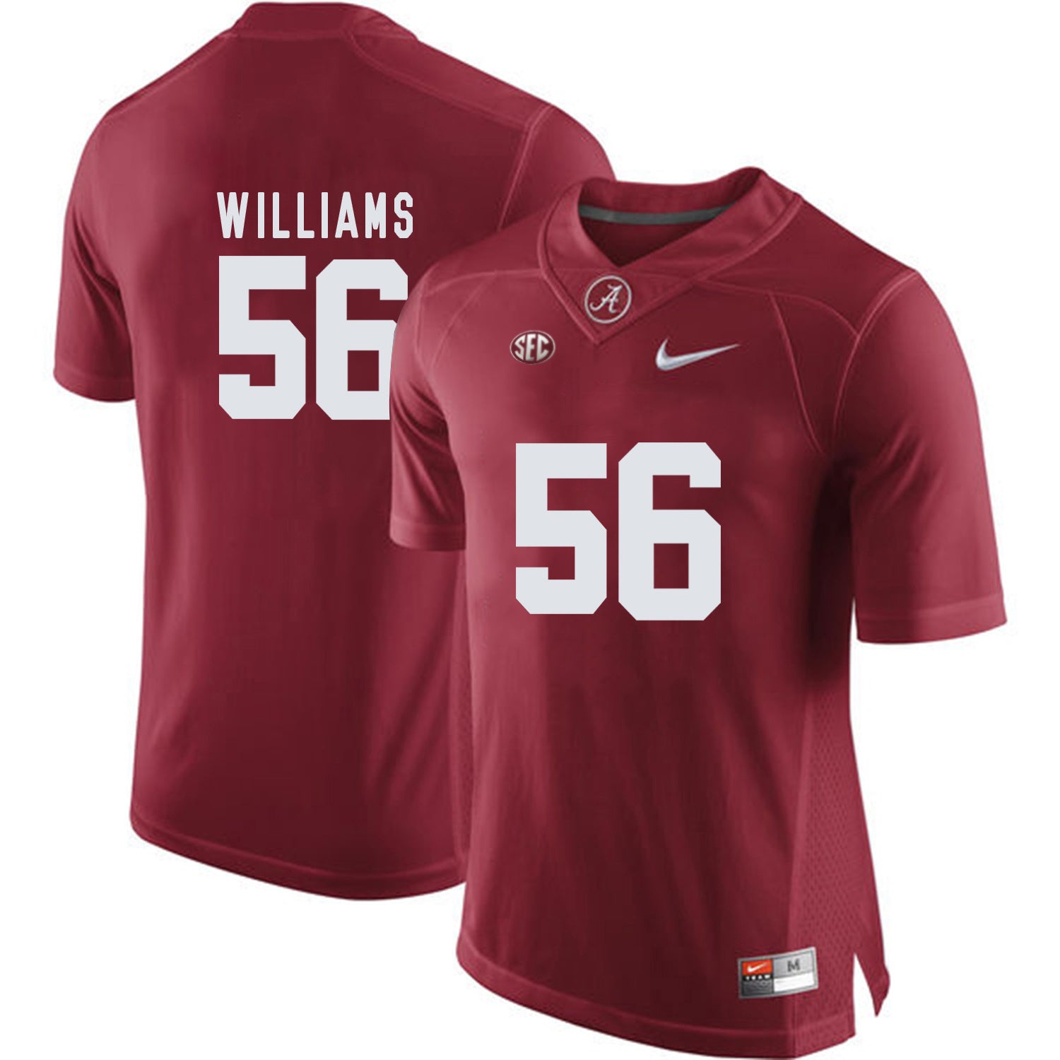 Tim Williams 56 Crimson College Football Jersey football jersey product view 1