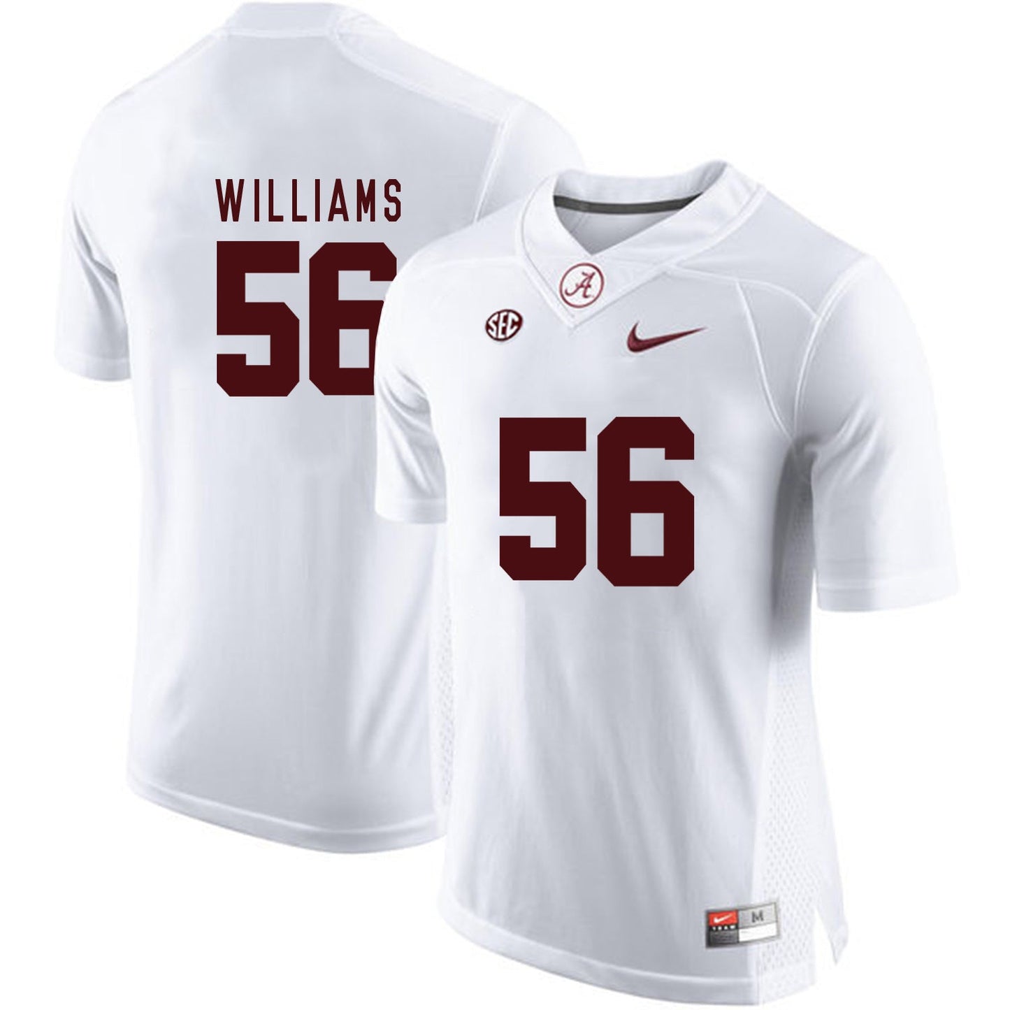 Tim Williams 56 White College Football Jersey football jersey product view 1