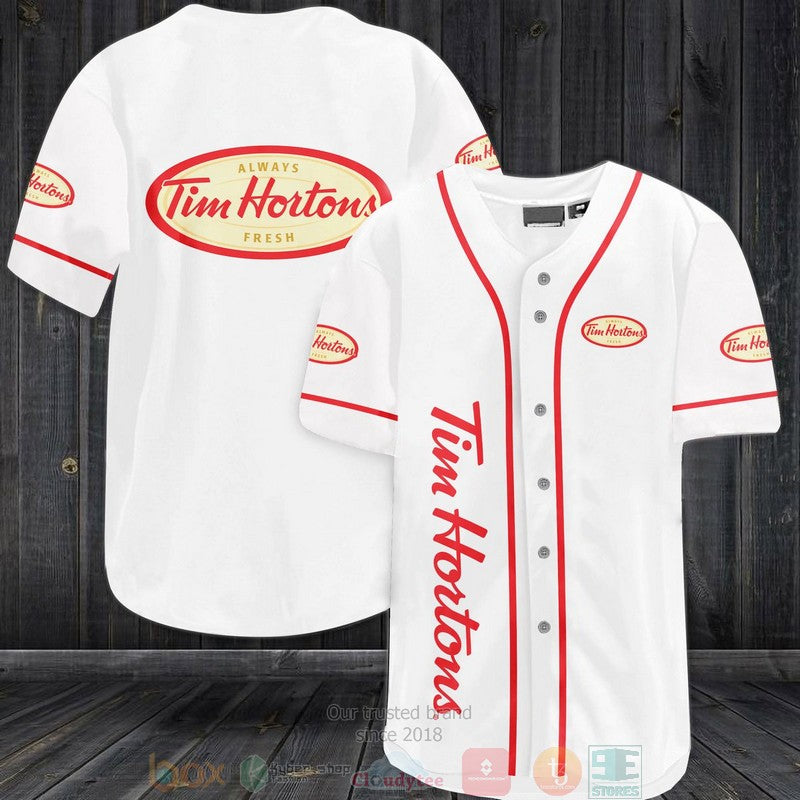 Tim Hortons white Baseball shirt baseball jersey product view 1