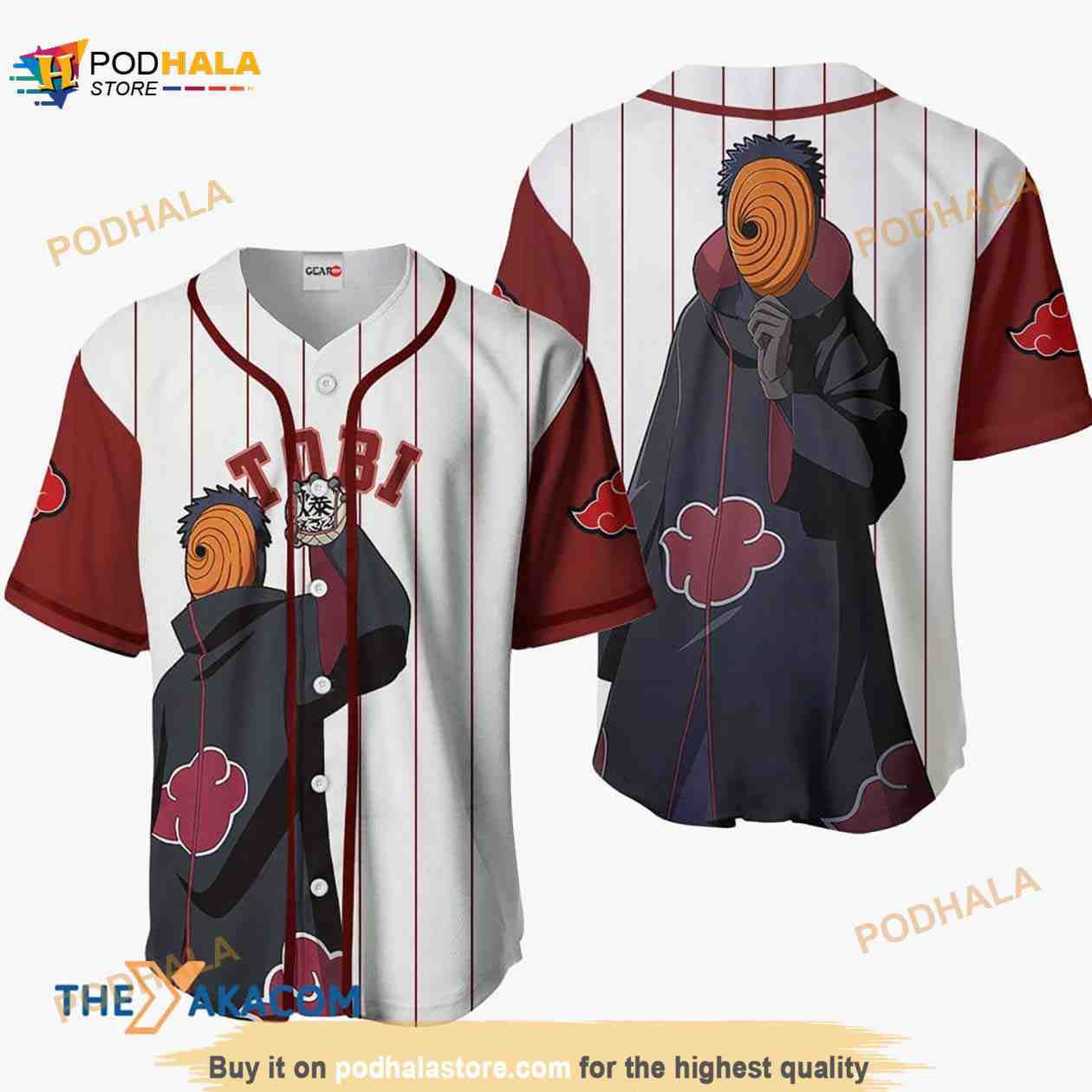 Tobi Akatsuki Anime 3D Baseball Jersey Shirt baseball jersey product view 1