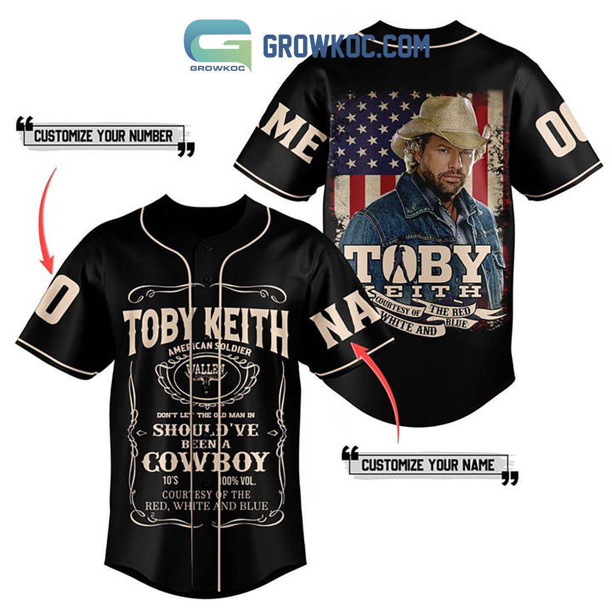 Toby Keith Been A Cowboy Fan Personalized Baseball Jersey baseball jersey product view 3