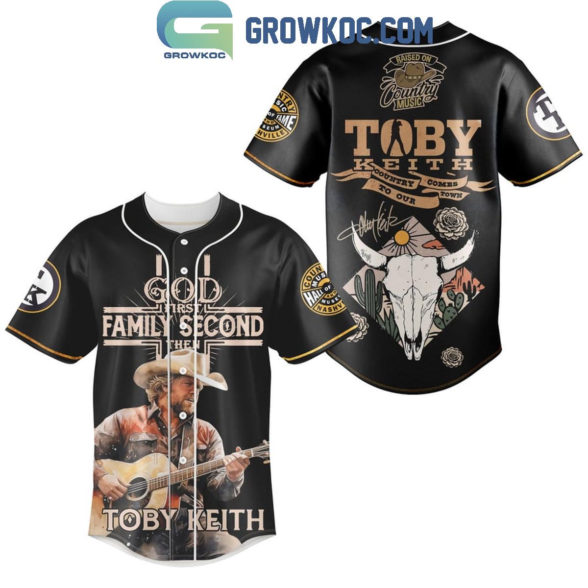 Toby Keith God First Family Second Then Country Comes To Our Town Baseball Jersey baseball jersey product view 1