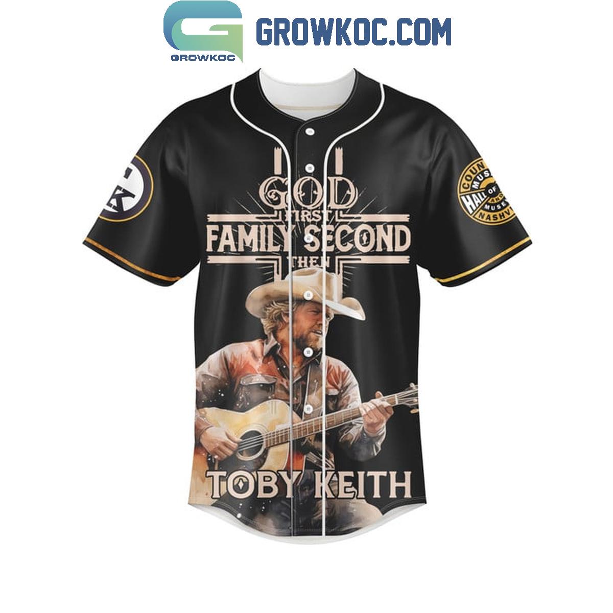 Toby Keith God First Family Second Then Country Comes To Our Town Baseball Jersey baseball jersey product view 2