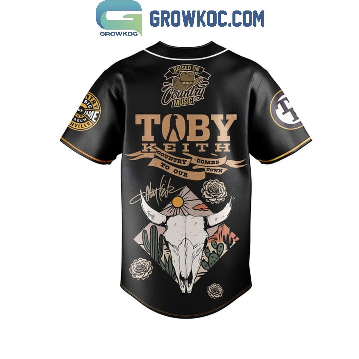 Toby Keith God First Family Second Then Country Comes To Our Town Baseball Jersey baseball jersey product view 3