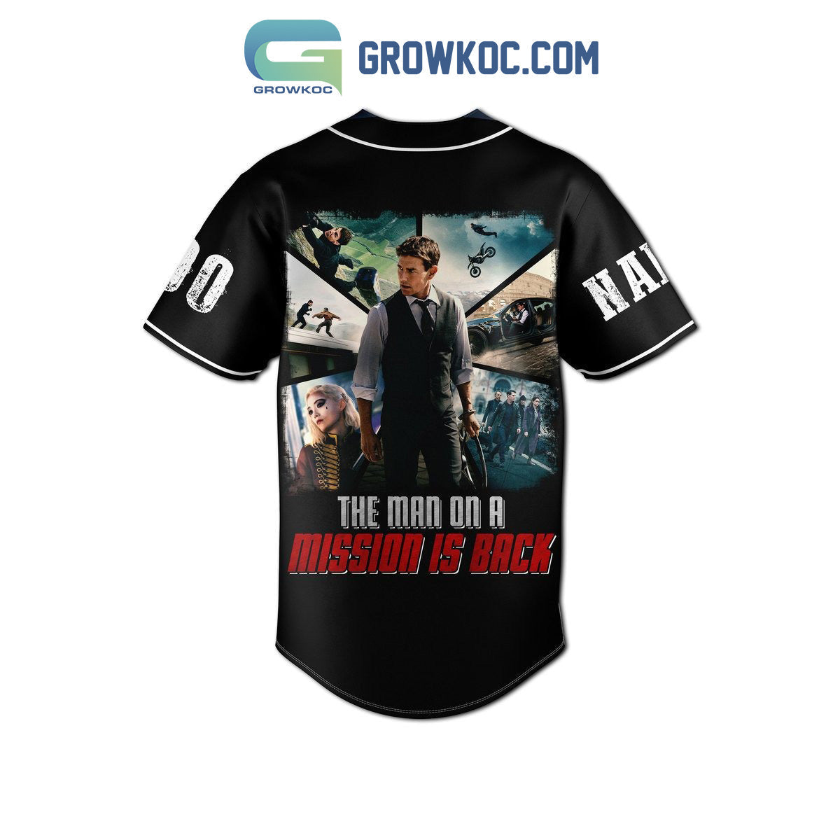 Tom Cruise Mission Impossible The Man On A Mission Is Back Personalized Baseball Jersey baseball jersey product view 3