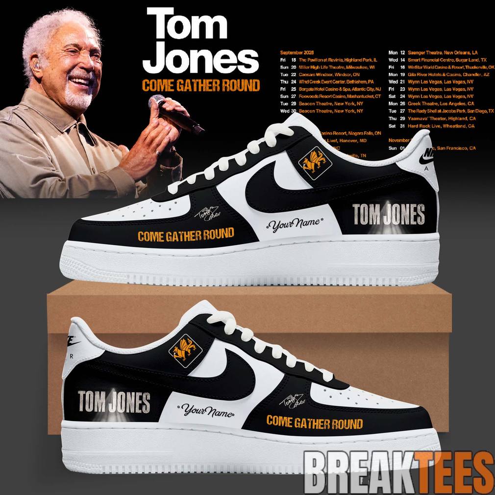 Tom Jones Come Gather Round Tour 2026 Custom AF1 Shoes Unisex T-shirt, Sweatshirt, Hoodie, Long Sleeve Tee - T-Shirt, Sweatshirt, Hoodie