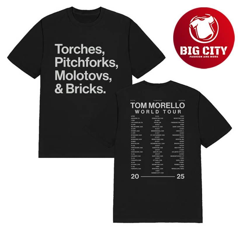 Tom Morello 2025 World Tour Two Sided Shirt Unisex T-shirt, Sweatshirt, Hoodie, Long Sleeve Tee - T-Shirt, Sweatshirt, Hoodie