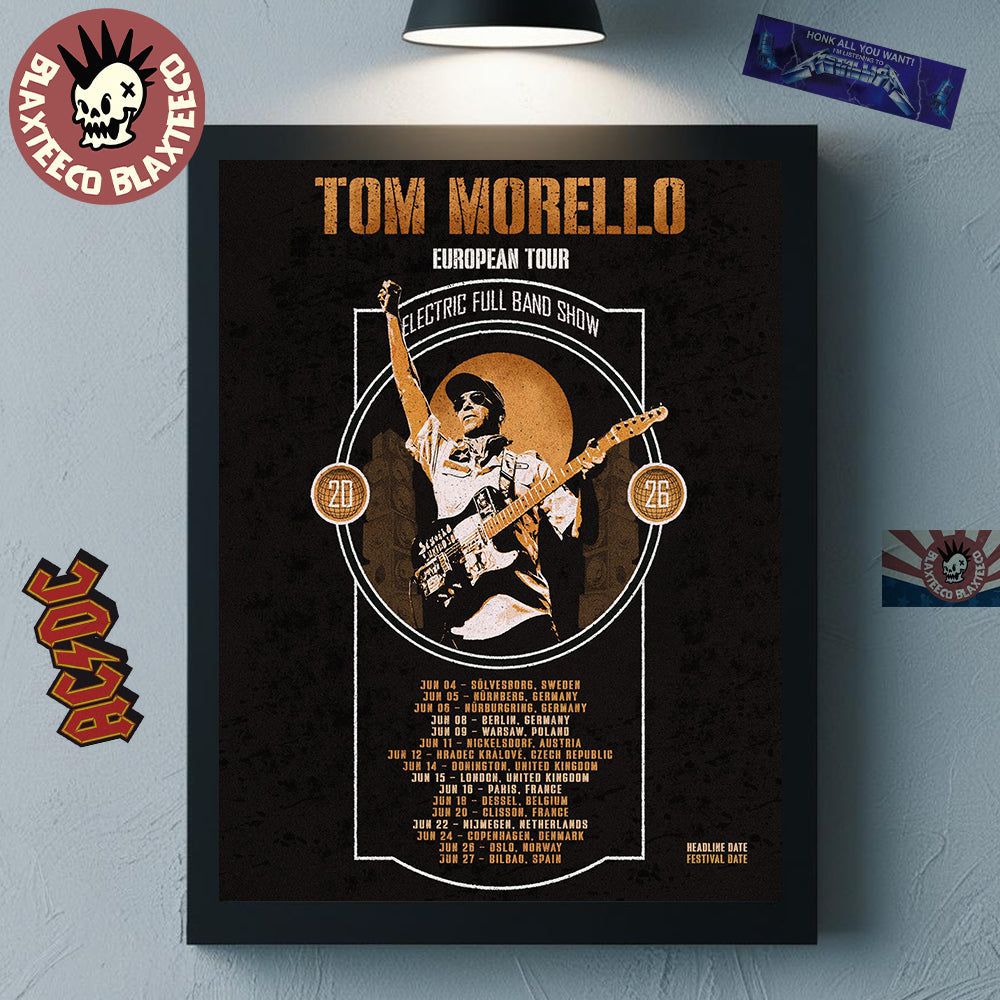 Tom Morello European Tour 2026 Electric Full Band Show Schedule Dates Home Decor Poster Canvas - T-Shirt, Sweatshirt, Hoodie