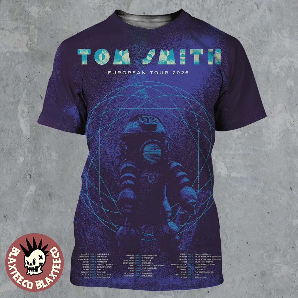 Tom Smith European Tour 2026 Schedule Tour Dates All Over Print Shirt Unisex T-shirt, Sweatshirt, Hoodie, Long Sleeve Tee - T-Shirt, Sweatshirt, Hoodie