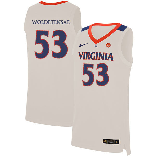 Tomas Woldetensae 53 White College Football Jersey football jersey product view 1