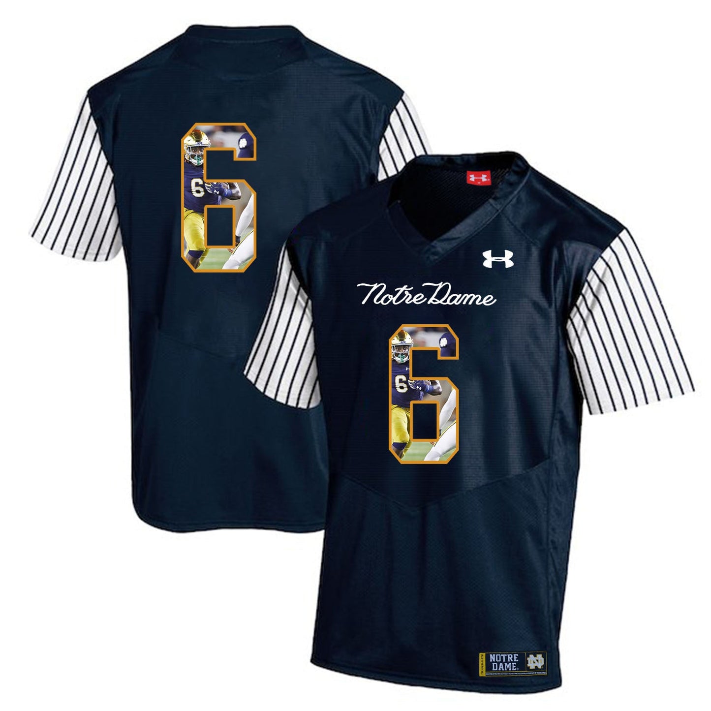 Tony Jones Jr.6 Striped Blue College Football Jersey football jersey product view 1