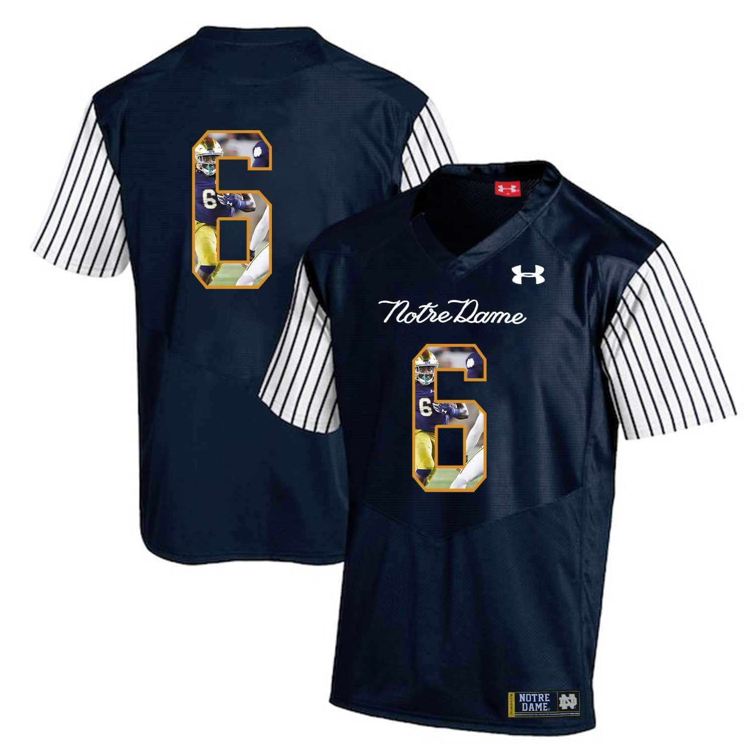 Tony Jones Jr.6 Striped Blue College Football Jersey football jersey product view 1