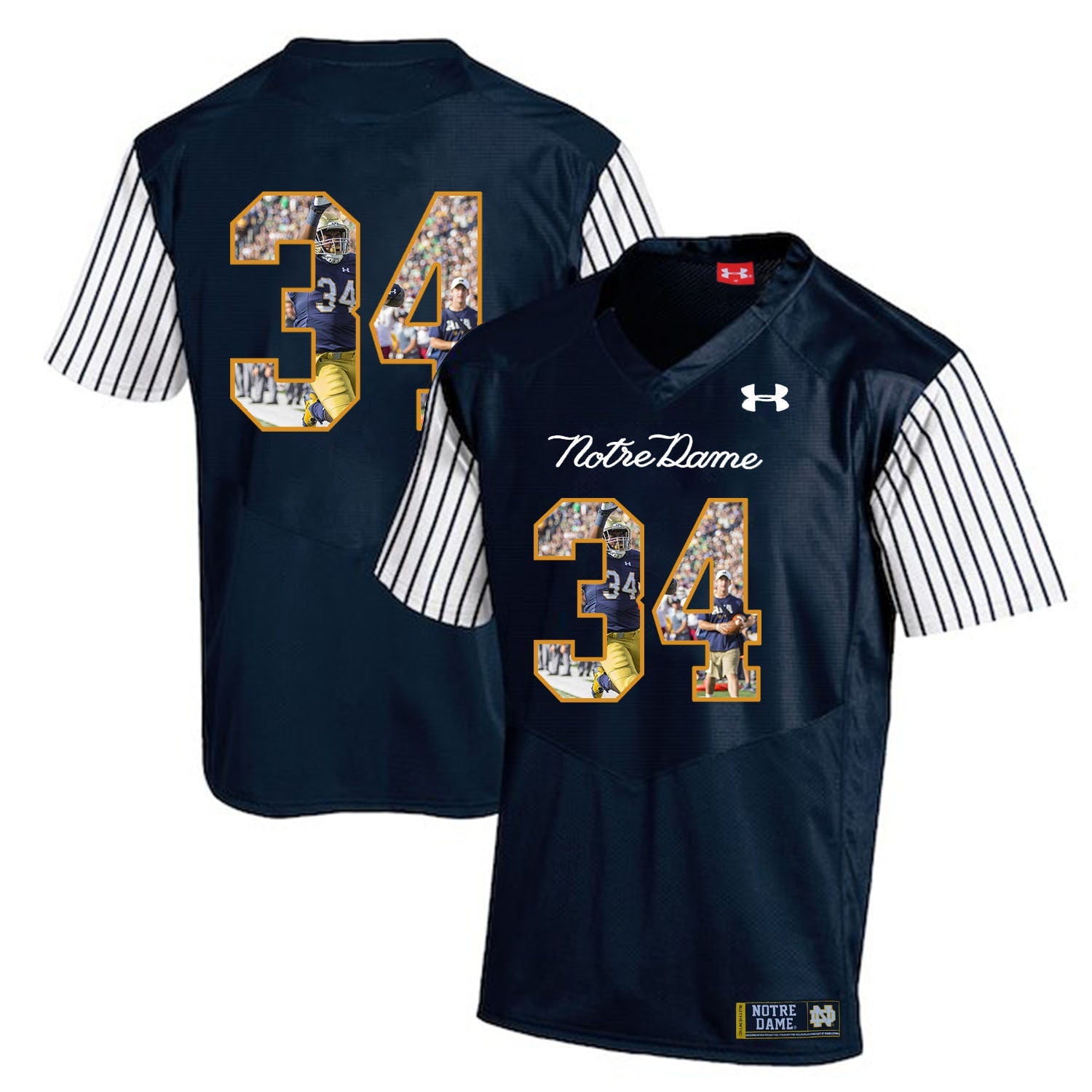 Tony Jones Jr. 34 Striped Blue College Football Jersey football jersey product view 1