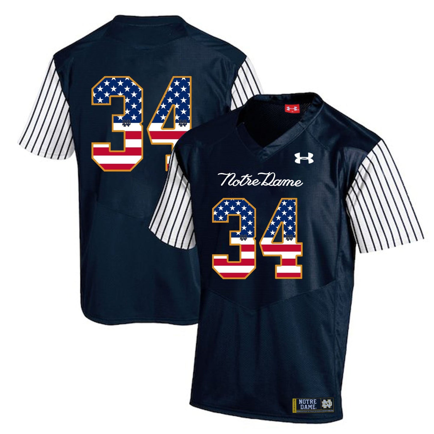 Tony Jones Jr. 34 Striped Blue .1jpg College Football Jersey football jersey product view 1
