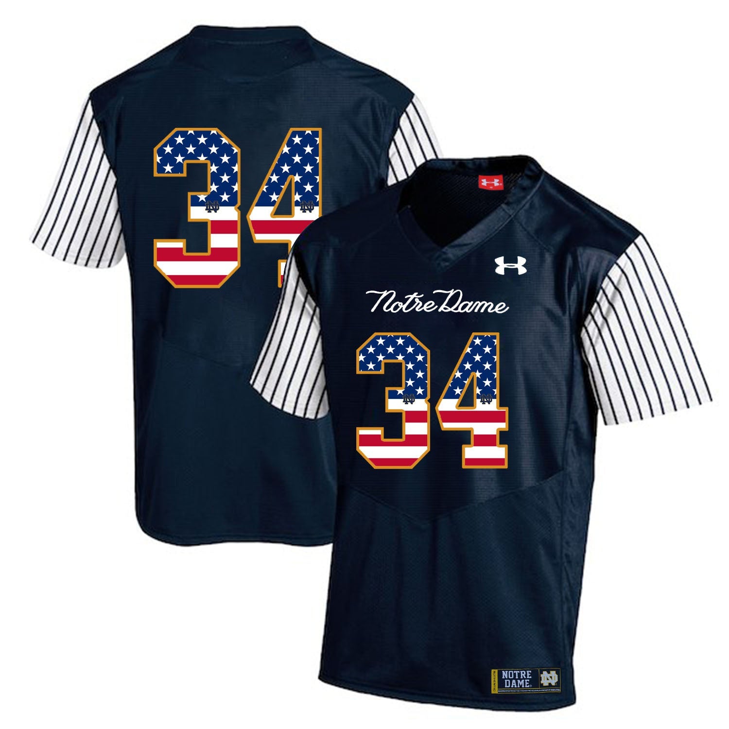 Tony Jones Jr. 34 Striped Blue .1jpg College Football Jersey football jersey product view 1
