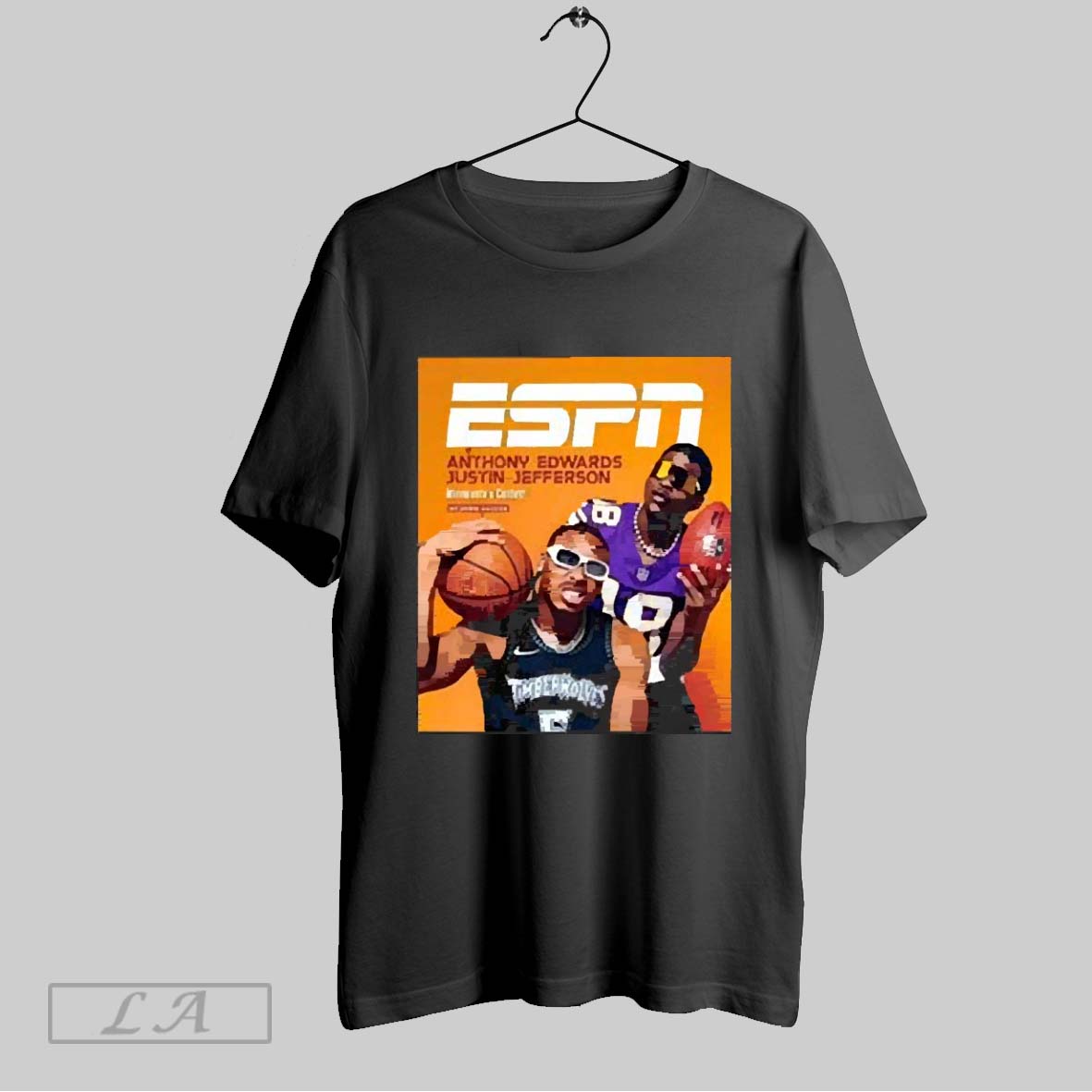 Top Anthony Edwards And Justin Jefferson Recreate Iconic Jersey Swap 2025 T Shirt sports jersey product view 1