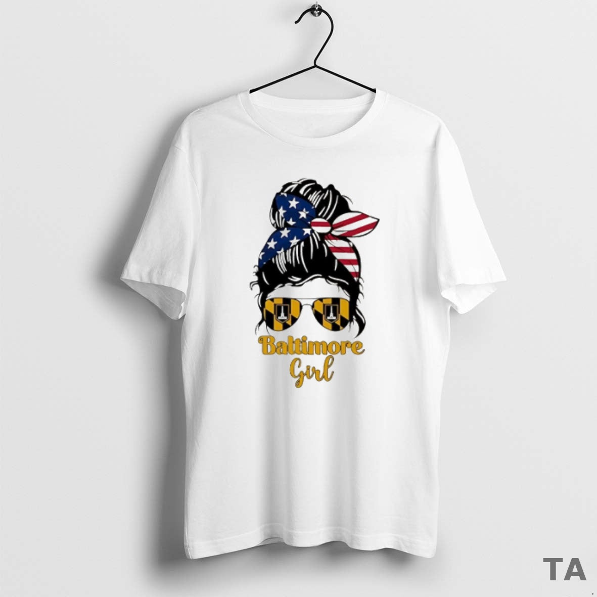 Top Baltimore Girl Messy Bun America T Shirt Sweater - T-Shirt, Sweatshirt, Hoodie