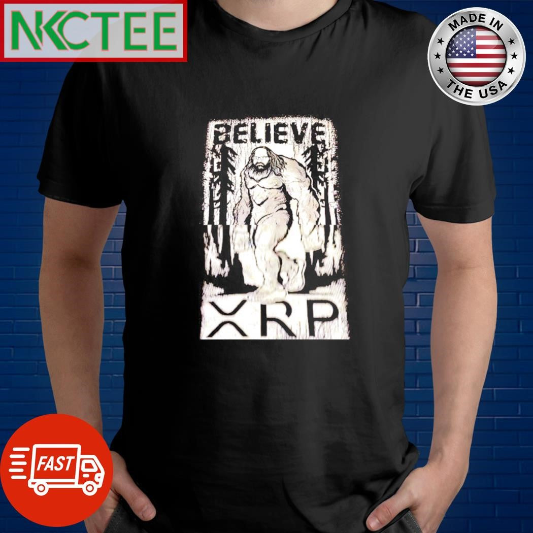 Top Believe XRP bigfoot paint shirt Unisex T-shirt, Sweatshirt, Hoodie, Long Sleeve Tee - T-Shirt, Sweatshirt, Hoodie
