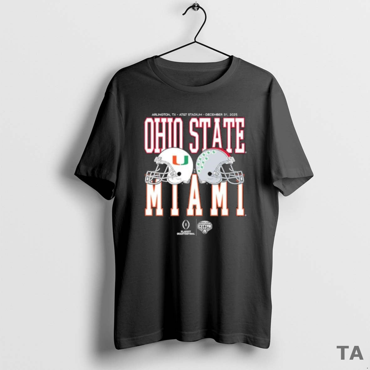 Top Cotton Bowl Classic 2025 Miami Vs Ohio State Helmet Matchup T Shirt Sweater - T-Shirt, Sweatshirt, Hoodie