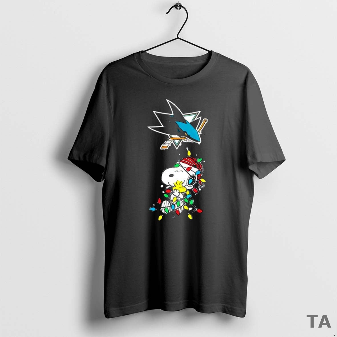 Top Funny San Jose Sharks Peanuts Christmas Night 2025 Special Holiday T Shirt Sweater - T-Shirt, Sweatshirt, Hoodie