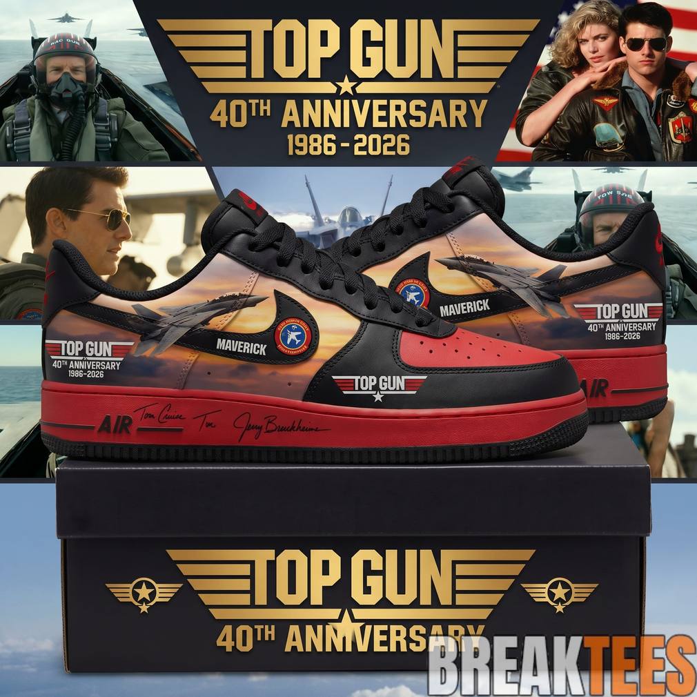 Gun 40th Anniversary Maverick Air Force 1 Shoes Unisex T-shirt, Sweatshirt, Hoodie, Long Sleeve Tee - T-Shirt, Sweatshirt, Hoodie