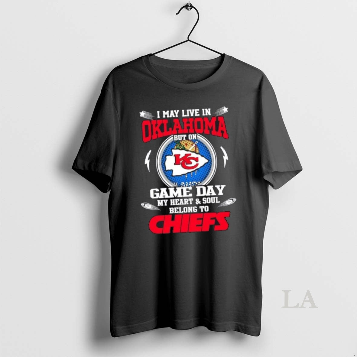 Top I May Live In Oklahoma But On Game Day My Heart And Soul Belongs Unisex T-shirt, Sweatshirt, Hoodie, Long Sleeve Tee - T-Shirt, Sweatshirt, Hoodie