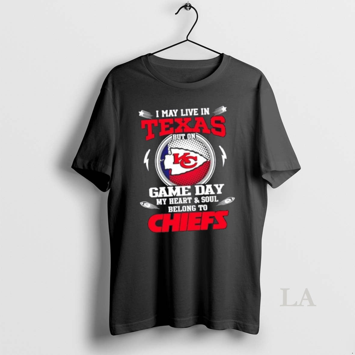Top I May Live In Texas But On Game Day My Heart And Soul Belongs Unisex T-shirt, Sweatshirt, Hoodie, Long Sleeve Tee - T-Shirt, Sweatshirt, Hoodie